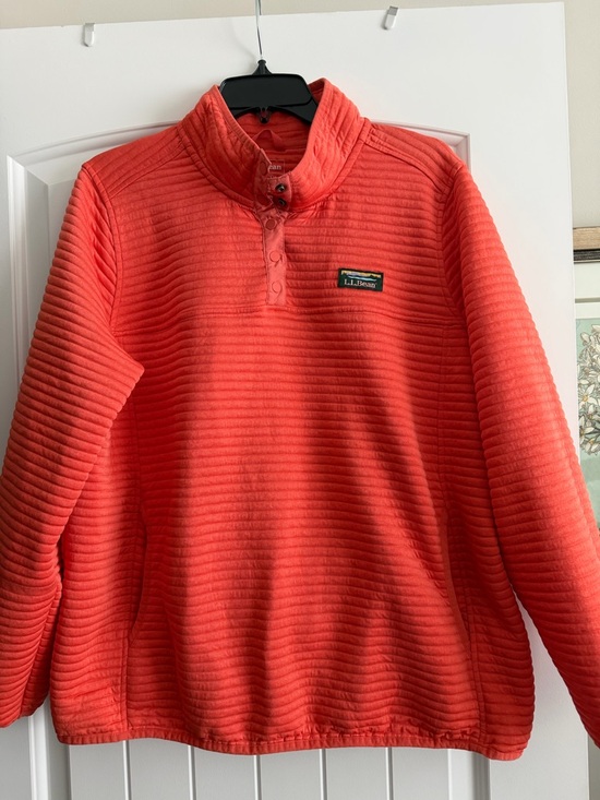 L.L. Bean Tops - L.L.Bean Coral Ribbed Quarter-Snap Top
